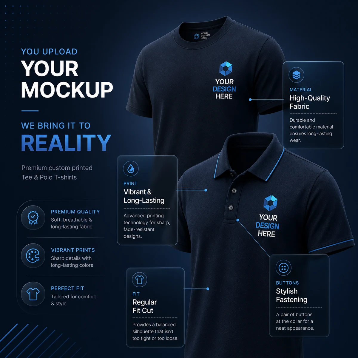 Custom Printed T-Shirts (Round Neck / Polo), apparel & uniforms